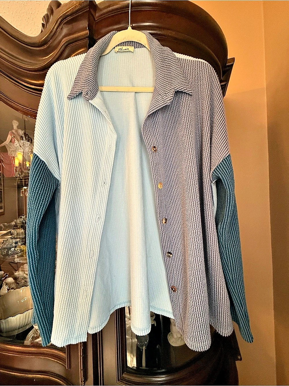 Blumin Color Block Button Down Shirt in Blue tones NEW!!